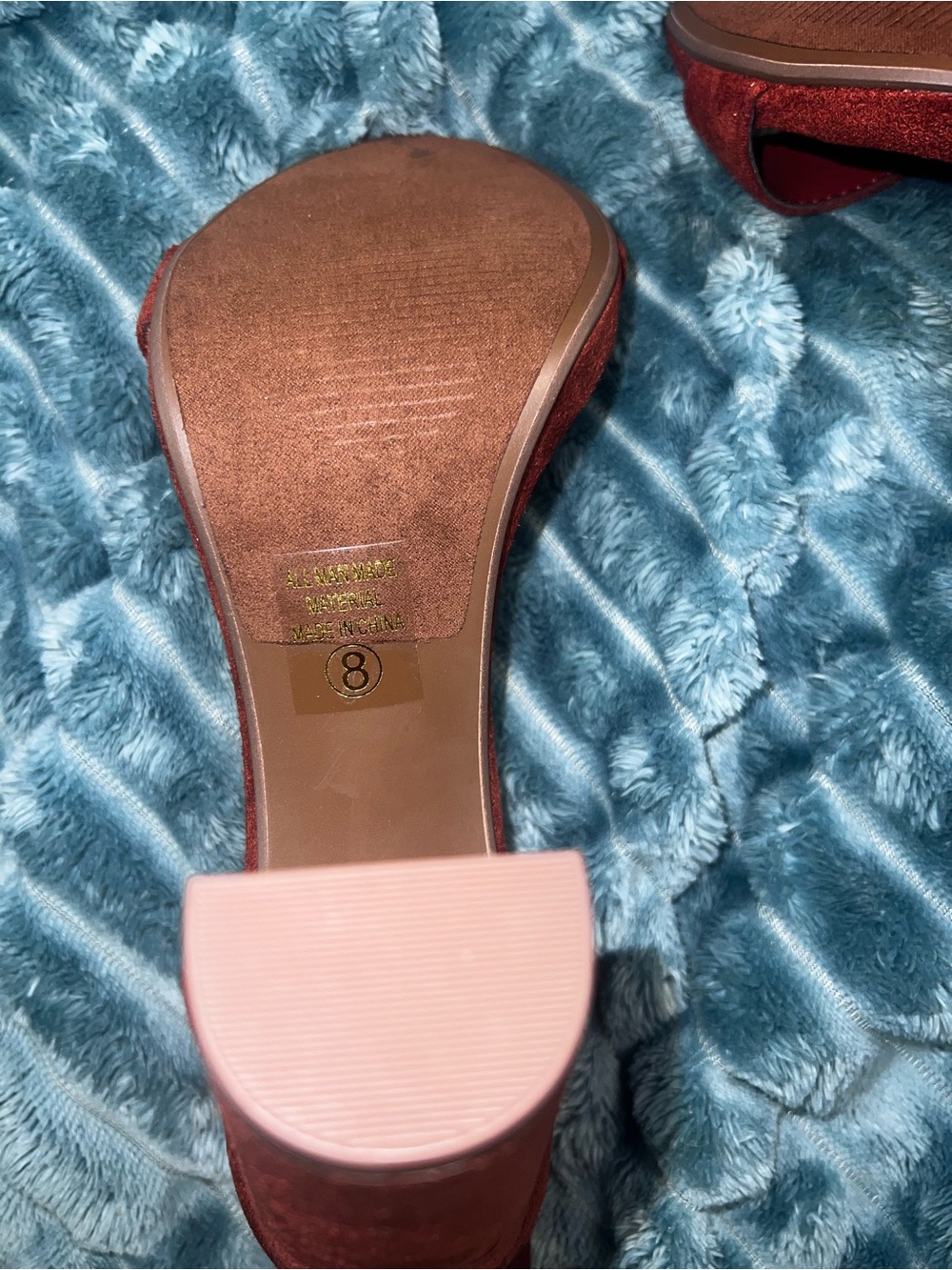 VINCE CAMUTO Red Burgundy Block Heel Ankle Strap Sandals 38 8 - Picture 8 of 14